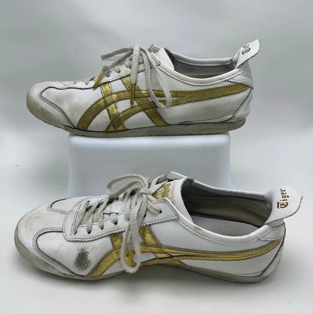 Onitsuka Tiger Mexico 66 White Gold Leather Sneakers 1183A499 Mens 8 Womens 9.5